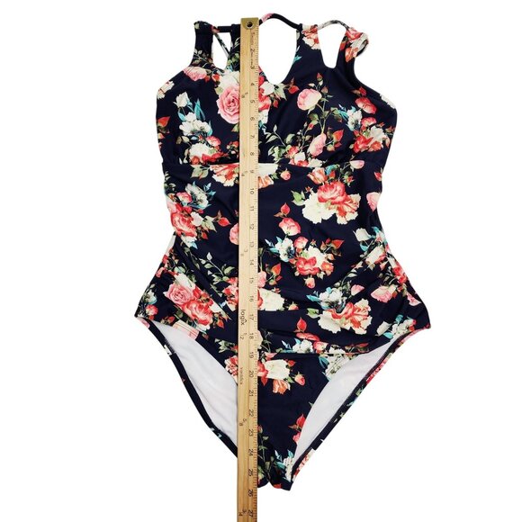 Cupshe Womens Floral Print One-Piece Swimsuit With Strappy Back Design SIZE M - Picture 9 of 12
